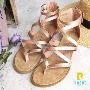 🆕Rose Gold Gladiator Wedge Bungalow Sandals